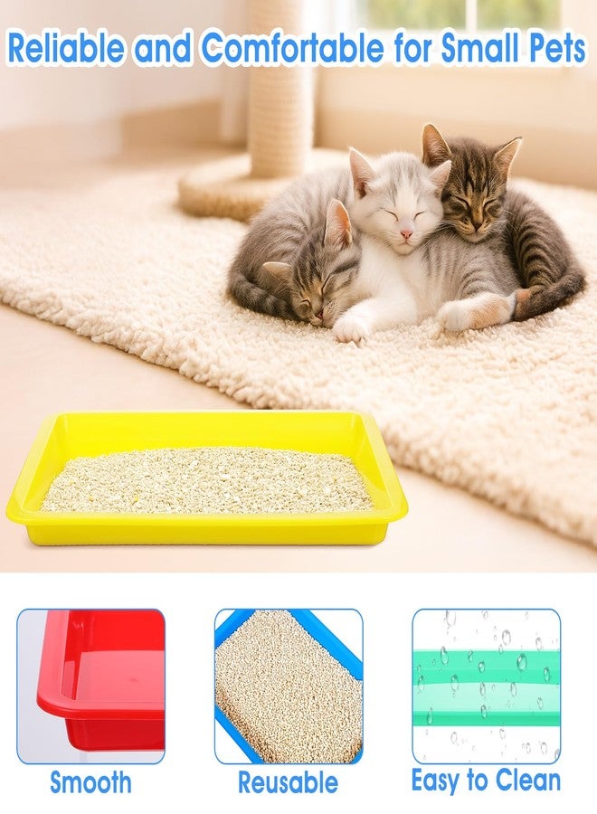 AojSup 10 Pcs Small Kitten Litter Box 11 x 8.5 x 1.2 in Rabbit Litter Pan Mini Open Cat Box Low Entry Waterproof Travel Toilet for Kittens Bunny Kitty Guinea Pig Small Pet Supplies (Multicolor) - Image 3